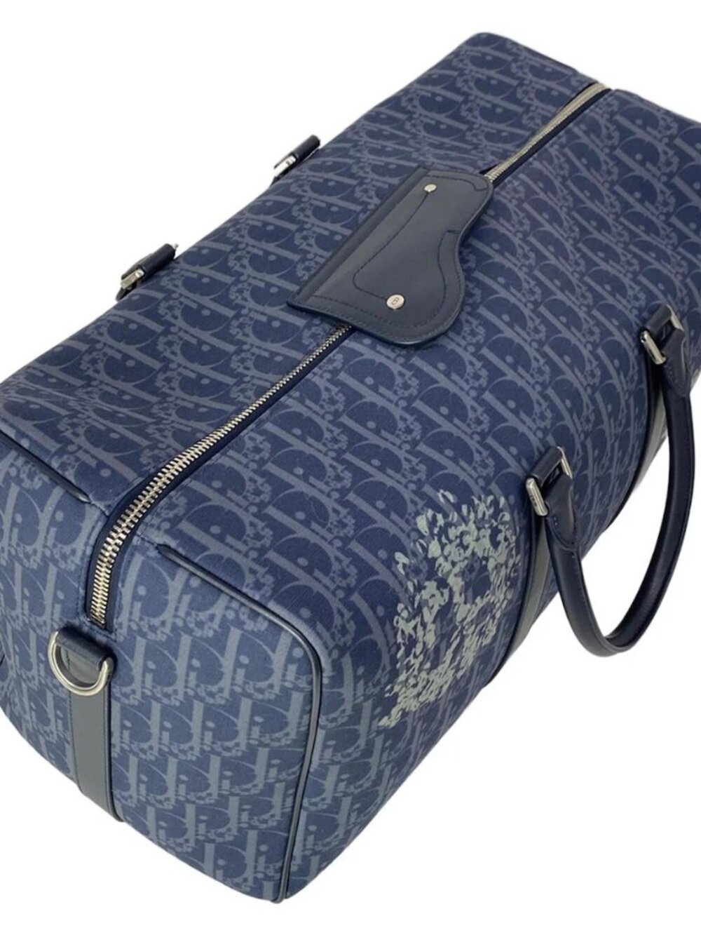 DIOR/ChristianDior Rango 50 Navy Dark Navy Multi Canvas Leather Boston Bag - Picture 13 of 13